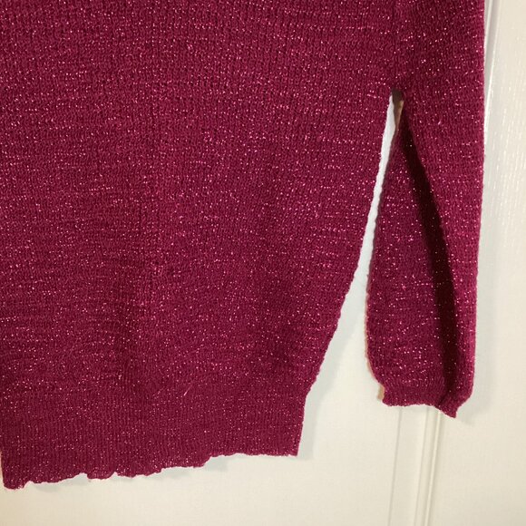 Women's Christmas Pink Glittery Stretchy Sweater V-Neck Parties New Year - Picture 3 of 5